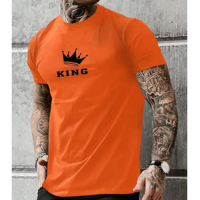 Fashion T-Shirts For Men 3d Letter King Printed Men'S Clothing Casual Short Sleeved Street Harajuku tops Loose Oversized T Shirt