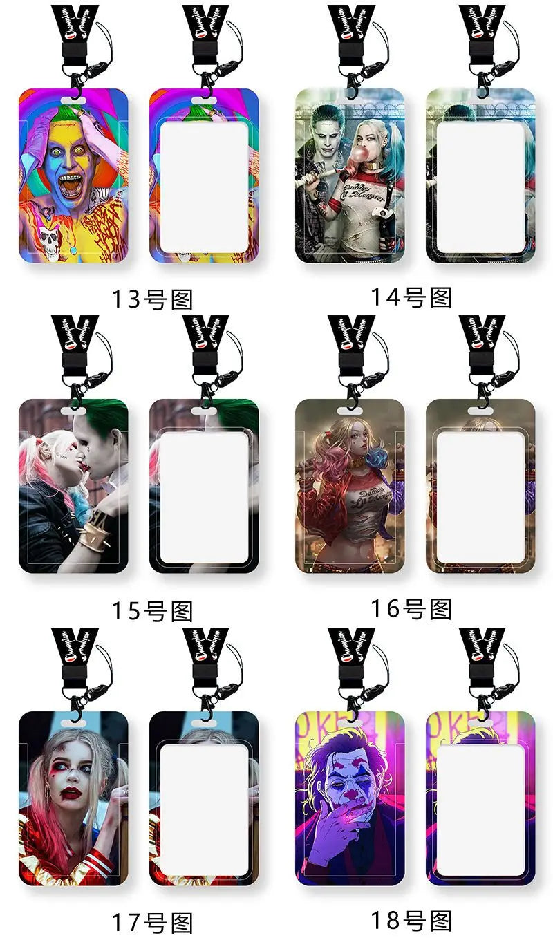 DC Joker Harley Quinn Anime Movie Periphery Student Campus Card Cover Creative Cartoon Lanyard Work Card Protective Cover Gifts