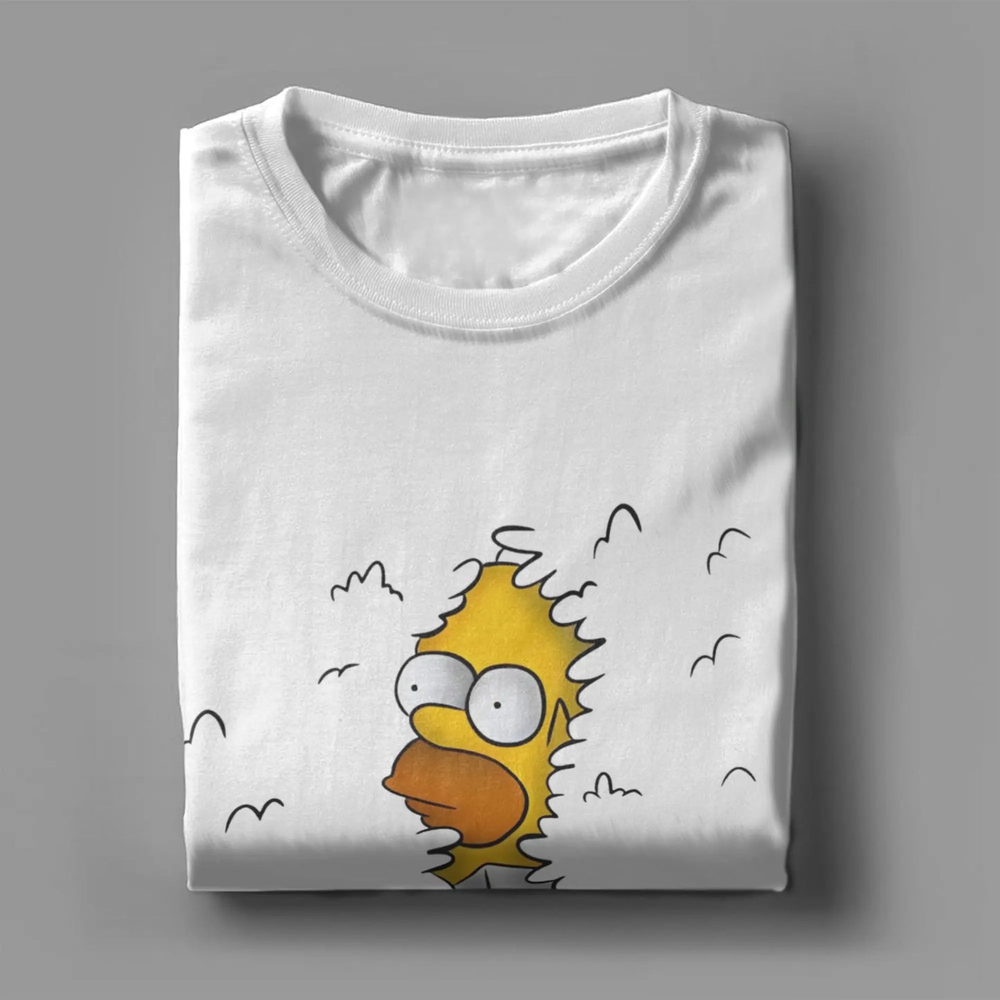 Men's T-Shirt Homer in the Bushes Simpsons Vintage Cotton Tee Shirt Short Sleeve  T Shirts O Neck Clothes New Arrival