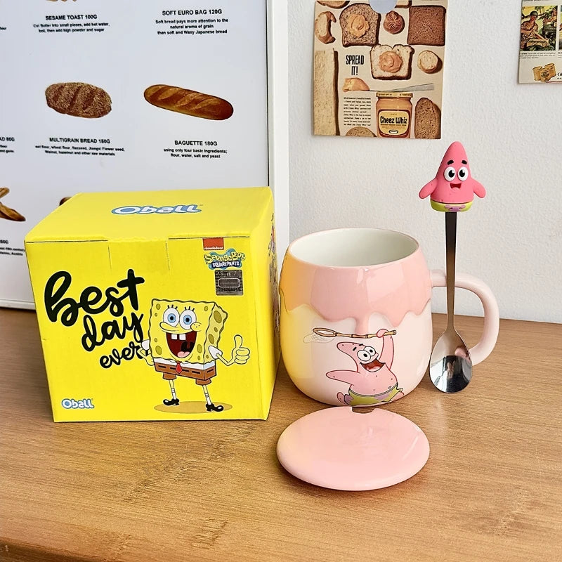 Cute SpongeBob Mugs Cartoon SquarePants Patrick Star Coffee Tea Milk Mugs Cups 400ML Creative Office Water Cup Anime Girls Gifts