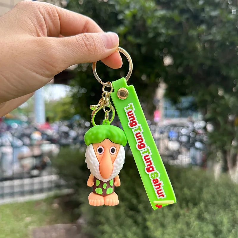 Tungtung Sahur Brainrot Figurine Keychains Shark Tralalero Tralala Plush Keychain Ballerina Cappuccino Brr Patapim Keyrings Deco