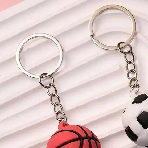 Simulation Football Basketball Volleyball Tennis Rugby Keychain PVC Creative Mini Key Ring Backpack Pendant Car Accessories Gift