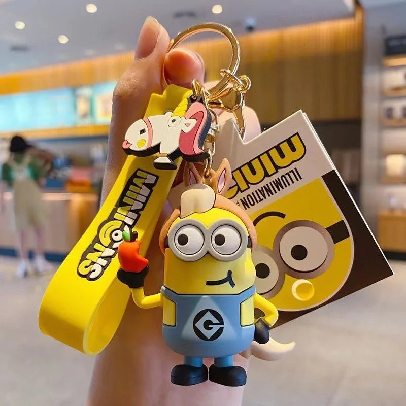 Minions Zodiac Keychain Cartoon Pvc Despicable Pendant Keyrings Fashion Backpack Key Holder Anime Creative Cosplay Decoration