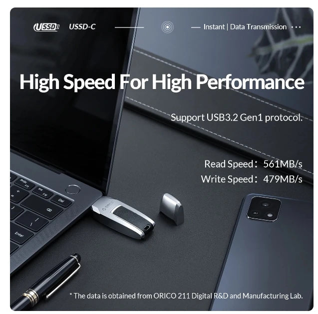 ORICO USSD Solid State U Disk 520MB/S Pen Drive Metal USB Flash Drive Type C 1TB 64GB 128GB 256GB Ultra High Speed Pendrives
