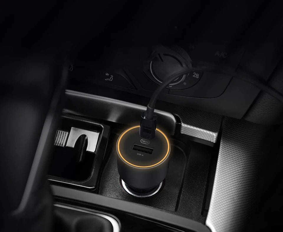 Xiaomi Mi Car Charger 100W MAX 1A1C Fast Charging Dual-port USB-A USB-C Smart Device Fully Compatible With Light Effect Display