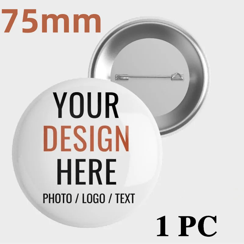 Custom Personalize Tinplate Pins Text Pictures Logo Printed Customize Brooches Lapel Metal Badges Gifts for Friends Wholesale