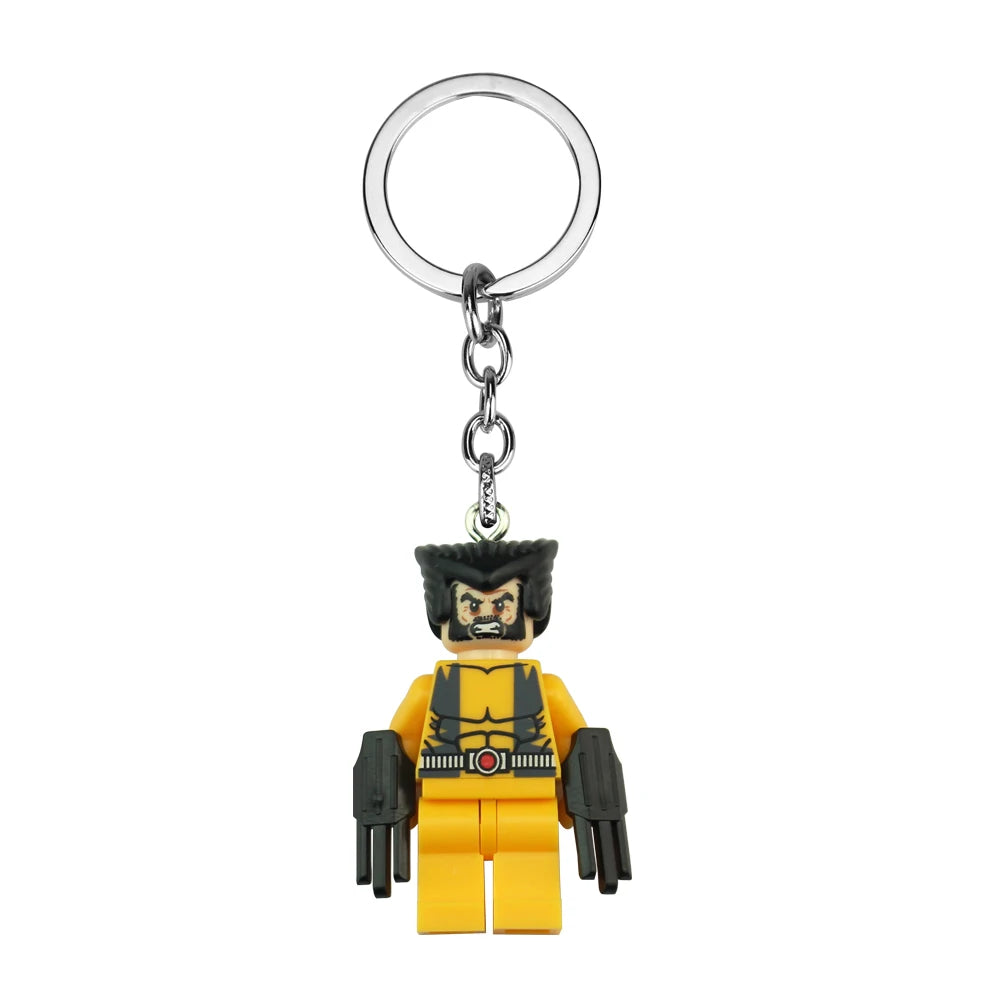 12 Style Marvel Deadpool & Wolverine Keychain Superhero Creative Building Blocks Cartoon Pendant Bag Keychain Accessories Fans