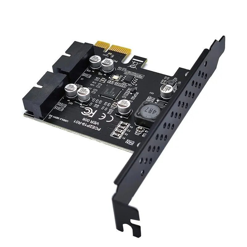 PCI-e to 2 Ports 19Pin USB 3.2 Gen1 5Gbps Riser Card PCIe to Dual Internal 20Pin PCI Express Card Converter Adapter for Computer
