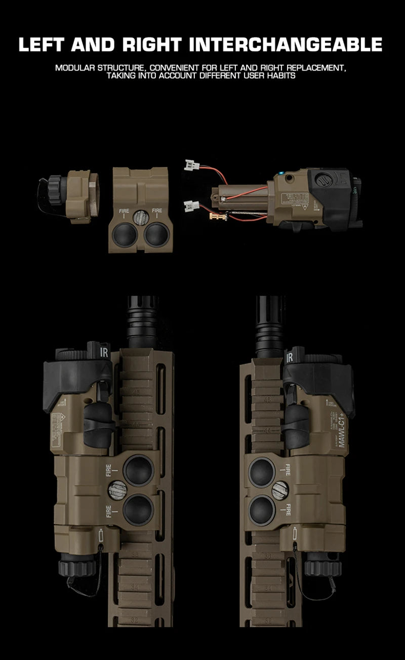 Tactical Flashlight With Red Laser, Airsoft Aiming Hunting Weapon Light IR Illumination with Dual Function Pressure Switch