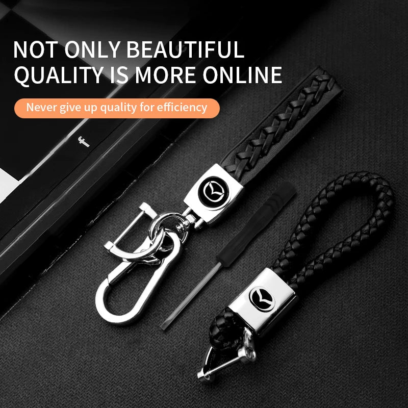 Car Key Chain 3D Metal+Braided Rope Emblem Keyring For Mazda 3 2 6 CX3 CX5 CX6 CX9 MP MS CX30 Axela Demio Atenza RX7 RX8 MX3 MX5