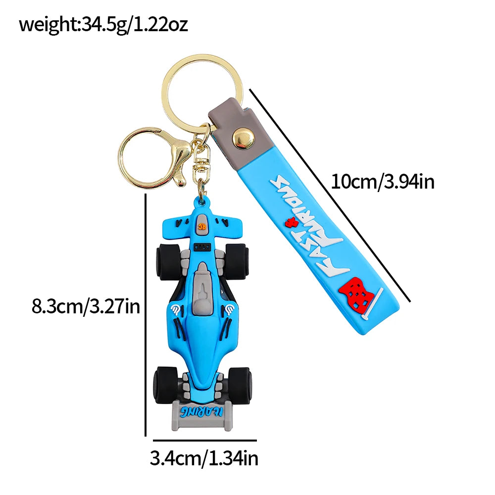 Formula Racing Car PVC Keychain, F1 Style Keychain Soft Rubber Key Ring, Motorsport Keychain for Men Women Racing Enthusiasts