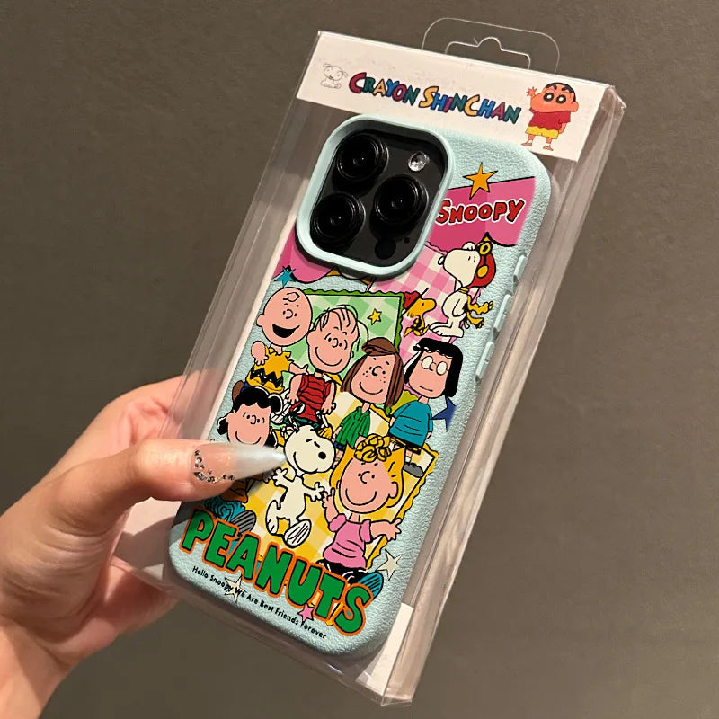 Kawaii Snoopy Phone Case for IPhone 11 12 13 14 15 16 Pro Max XR XSMAX 7 8 Plus Mini Lovely Y2K Cartoon Glitter Cover
