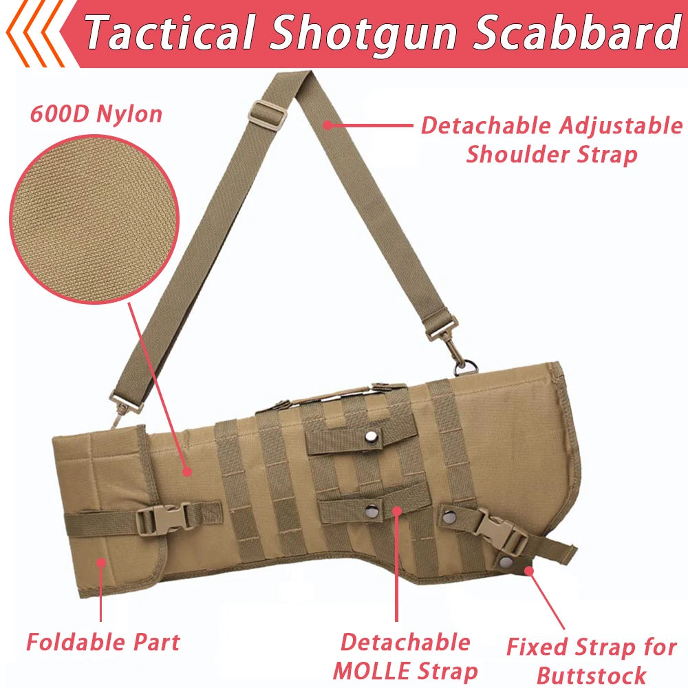 Tactical Rifle Scabbard Padded Shotgun Holster & Open-Top Sling Bag with Adjustable Shoulder Strap for Quick-Draw Carry