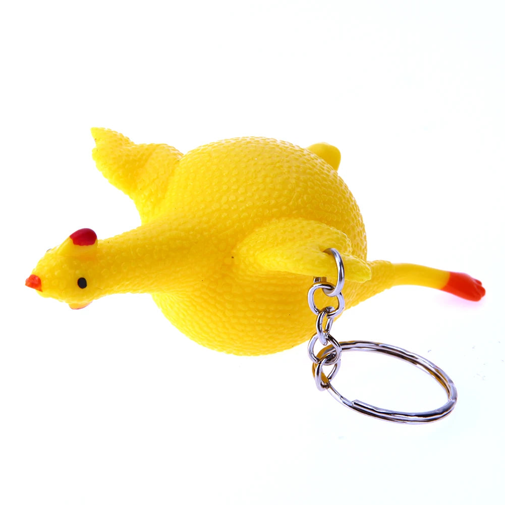 1-10pcs PVC Chicken Egg Laying Hens Key Chain Decompression Lightweight Elastic Squeeze Key Ring for Children Holiday Gifts