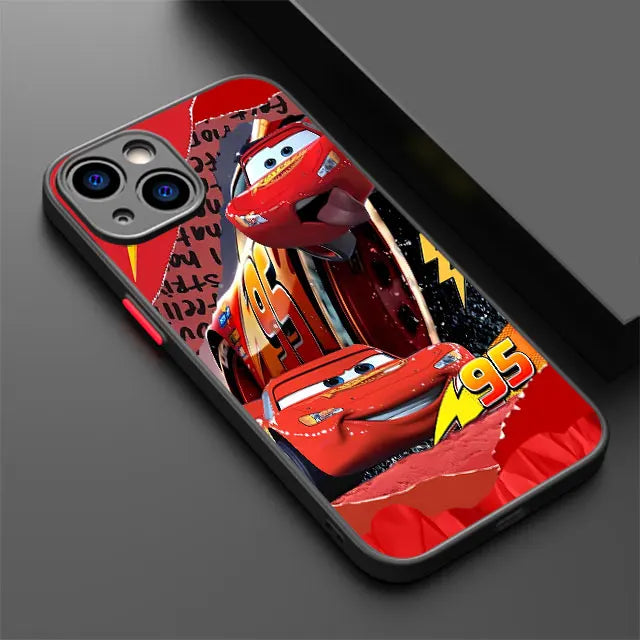 Lightning McQueen Car Phone Case for iPhone 16 Pro 11 12 Mini 13 14 Pro 15 Pro Max 7 8 Plus XS Soft Edge Matte Shell