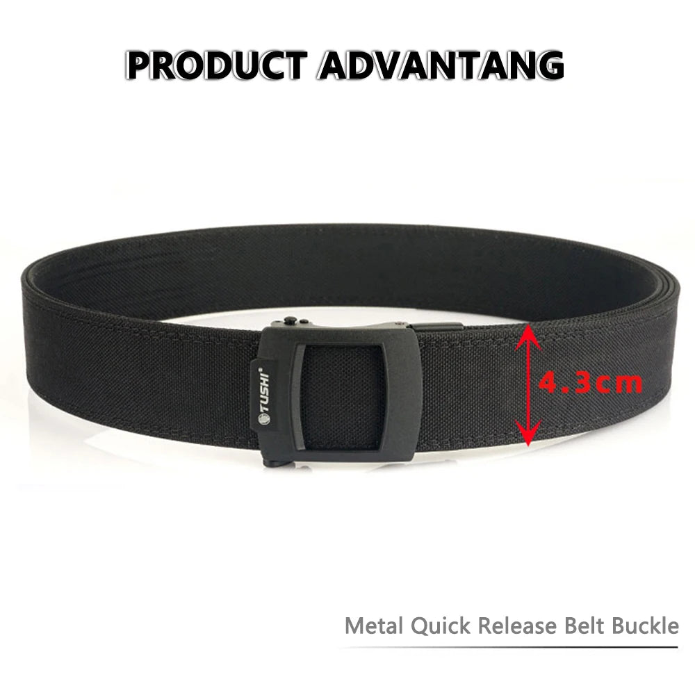TUSHI 4.3cm Tactical Gun Belt for Men Multi-size 1100D Nylon Metal Automatic Buckle Police Military Belt Hunting IPSC Girdles