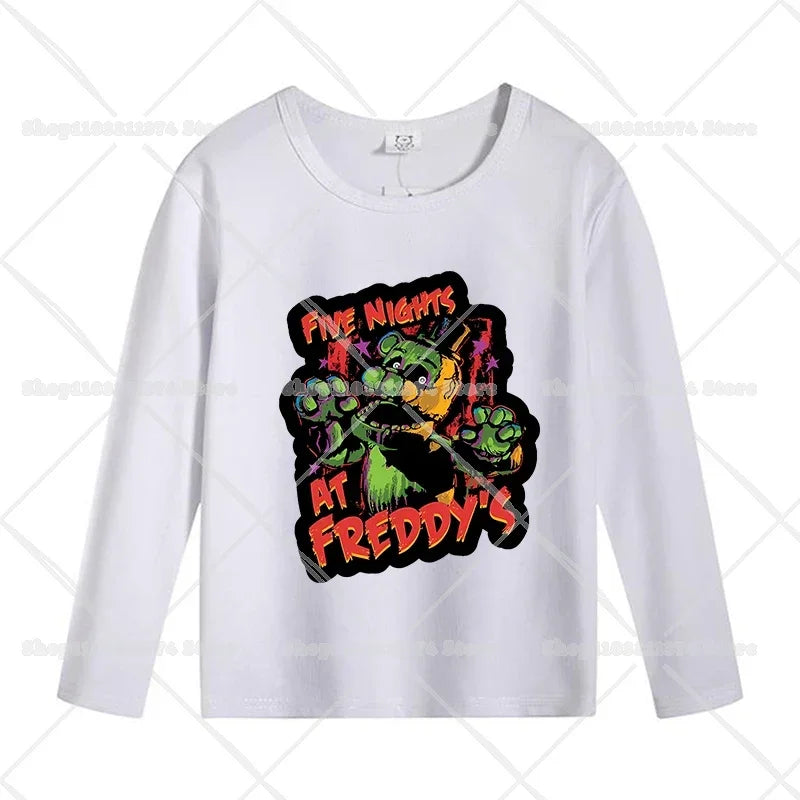 Five Nights At Freddys Long Sleeves Kids T-shirts Anime FNAF Tee Tops Cotton Fashion Children Clothes Undershirt Birthday Gift