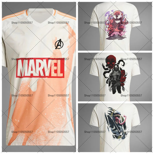 Superhero Soccer Shirt | Features Spider - Man, Venom, Winter Soldier Art | For Marvel Fans & Sports Enthusiasts