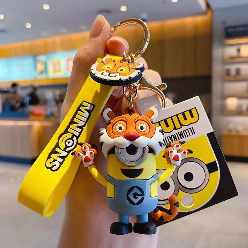 New M-Minions Keychain Animated Banana Villain 3D Keychain PVC Pendant key Rings for Kids Birthday Toy Gift