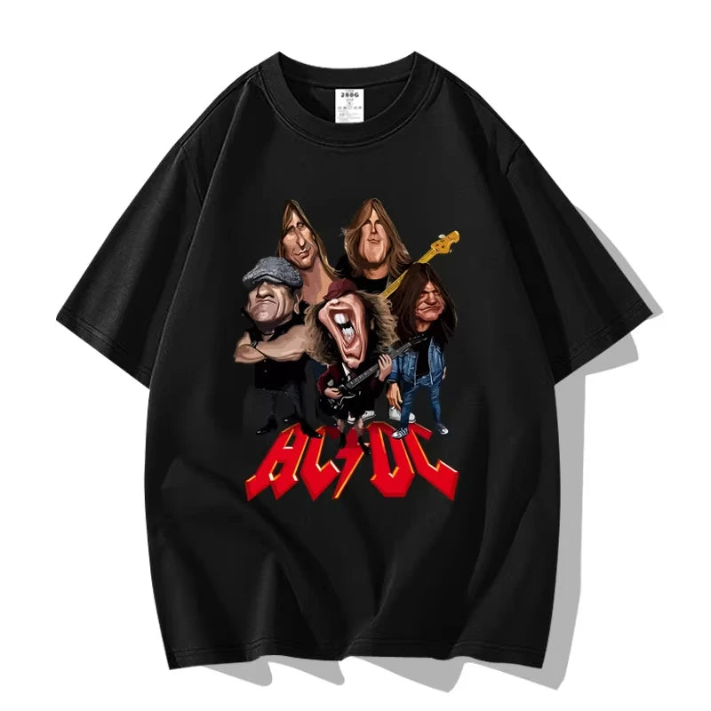 American Street Punk Rock Band ACDC Hip Hop Short Sleeve T-shirt Clothing Clothing Casual Men's and Women's 100% Cotton T-shirt