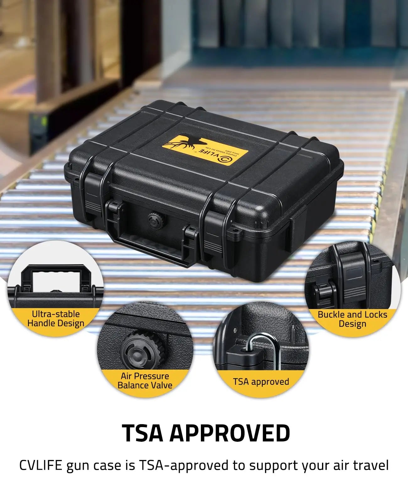 CVLIFE Gun Case Handgun Cases Hard Shell Case with Customizable Pre-cut Foam Insert Waterproof Handgun Box for Travel Outdoor