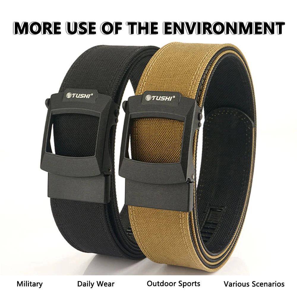 TUSHI 4.3cm Tactical Gun Belt for Men Multi-size 1100D Nylon Metal Automatic Buckle Police Military Belt Hunting IPSC Girdles