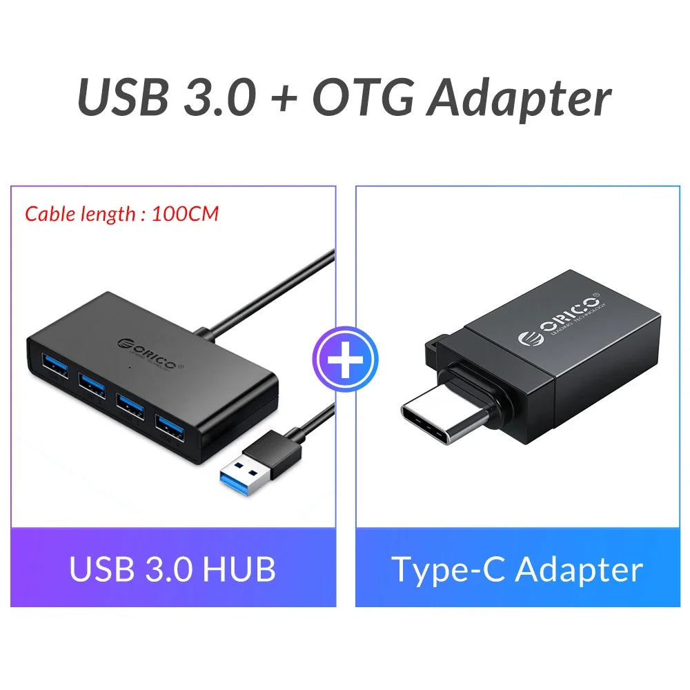 ORICO 4 Port USB 3.0 Splitter USB HUB With Micro USB Power Port Multiple High Speed OTG Adapter for Computer Laptop Accessories