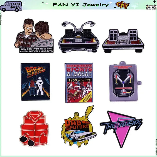 Movie Back To The Future Enamel Pins Interesting Metal Lapel Badge Denim Jacket Backpack Pin Men Women Fashion Jewelry Gifts