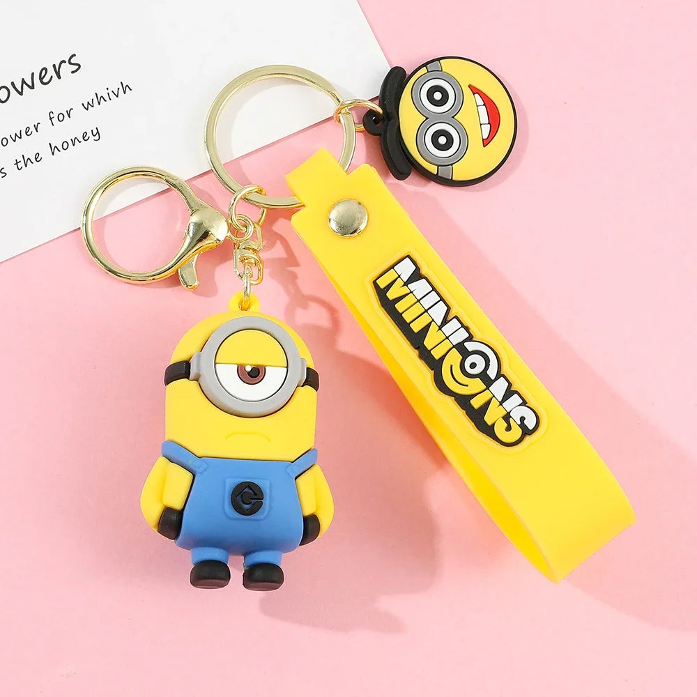 Cartoon Minions Keychain Kawaii Silicone Pendant Keyring Chinese Zodiac Cosplay Accessories for Car,Backpack,Keys
