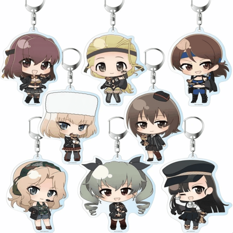 Anime Fans GiftsGIRLS und PANZER The Movie Anchovy Q Version HD Character PVC Acrylic  Keychain Collection Series About 6cm