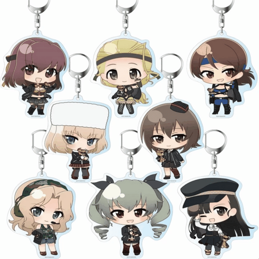 Anime Fans GiftsGIRLS und PANZER The Movie Anchovy Q Version HD Character PVC Acrylic  Keychain Collection Series About 6cm