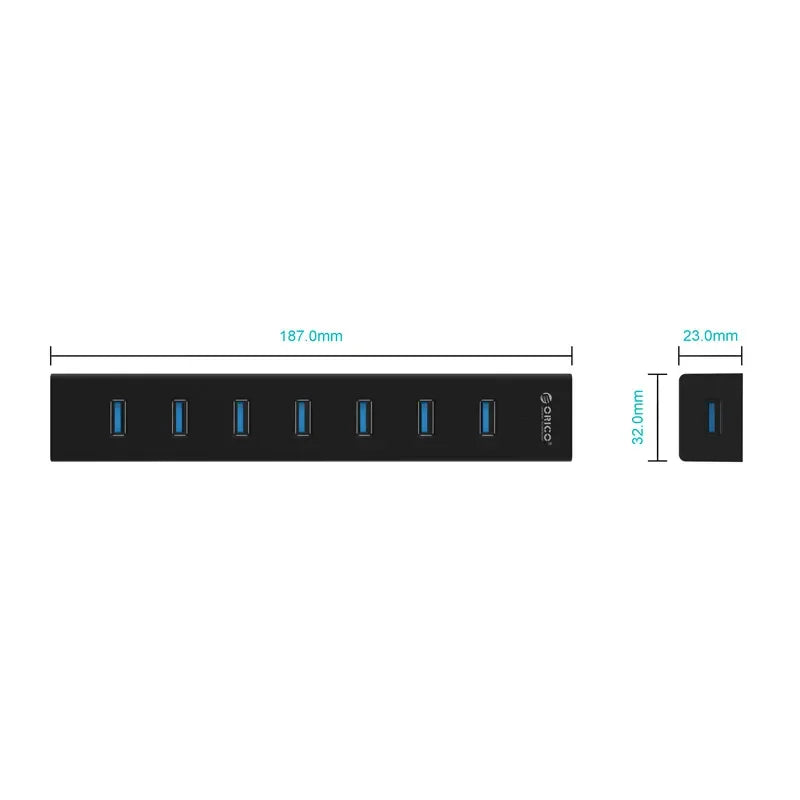 ORICO USB 3.0 Hub 7-port USB3.0 High-speed Transmission HUB Portable USB with Power Distributor Suitable for Laptop MacBook Pro
