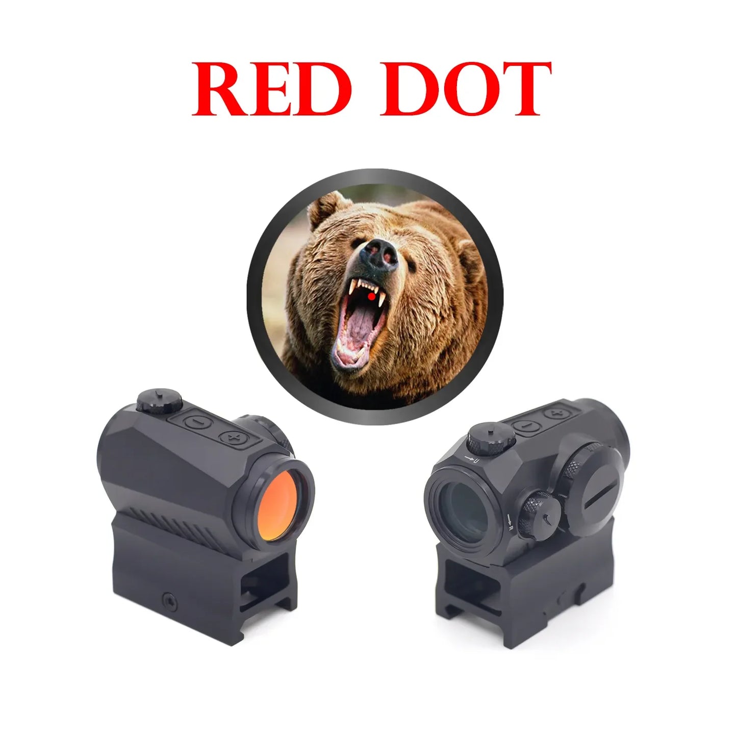 Tactical 1x20mm Reflex Red Dot Sight Riflescope with Free Mount Rails Optic - Blackout Rear Sight for Shield Handguns