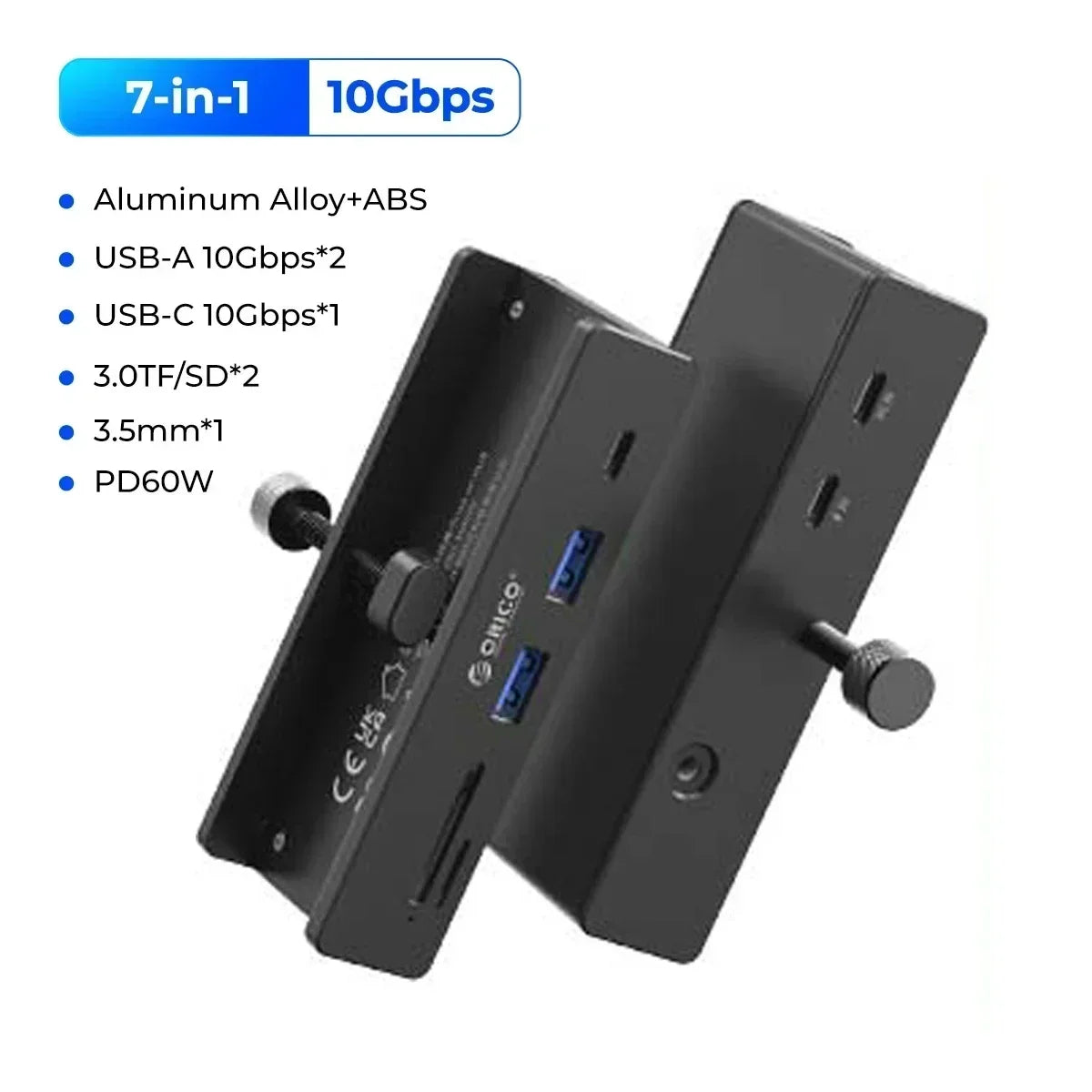 ORICO USB 3.2 HUB with Power Super High Speed Expansion 10GBPS Transmission Suitable Support SD/TF Card for Laptop Accessories