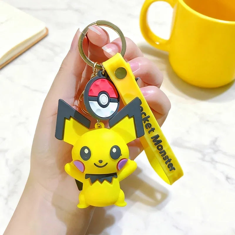 New Pokemon Pikachu Keychain Anime Cartoon Key--Chain Charmander Psyduck Fashion Keyring Pendant Accessories Toys--Kids Gifts