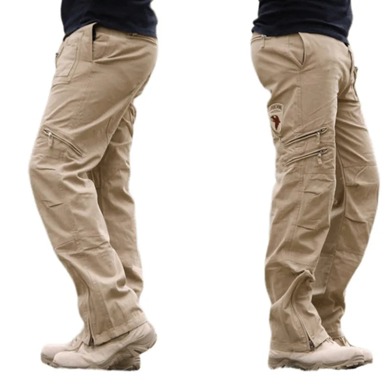 Tactical Cargo Pants 100% Cotton Work Pants Airborne Vintage Air Assault Multi Pockets Joggers Trousers Embroidered Streetwear
