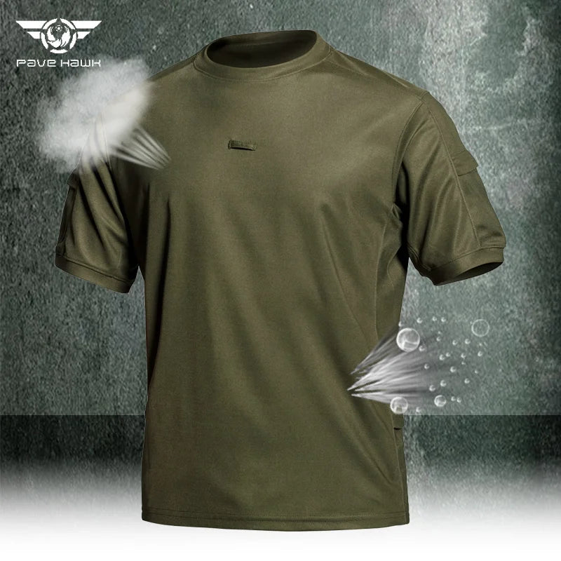 Men's Army Tactical T-shirt Military Training Quick-drying Breathable Short Sleeves Summer Beach Sun Protection Casual T-shirt