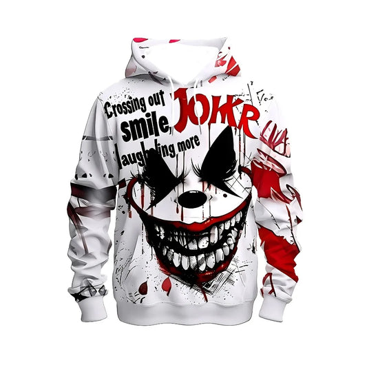 Men's Joker 3D Printed Hoodie - A casual sports, fitness, and outdoor sweatshirt suitable for spring, autumn, and street wear