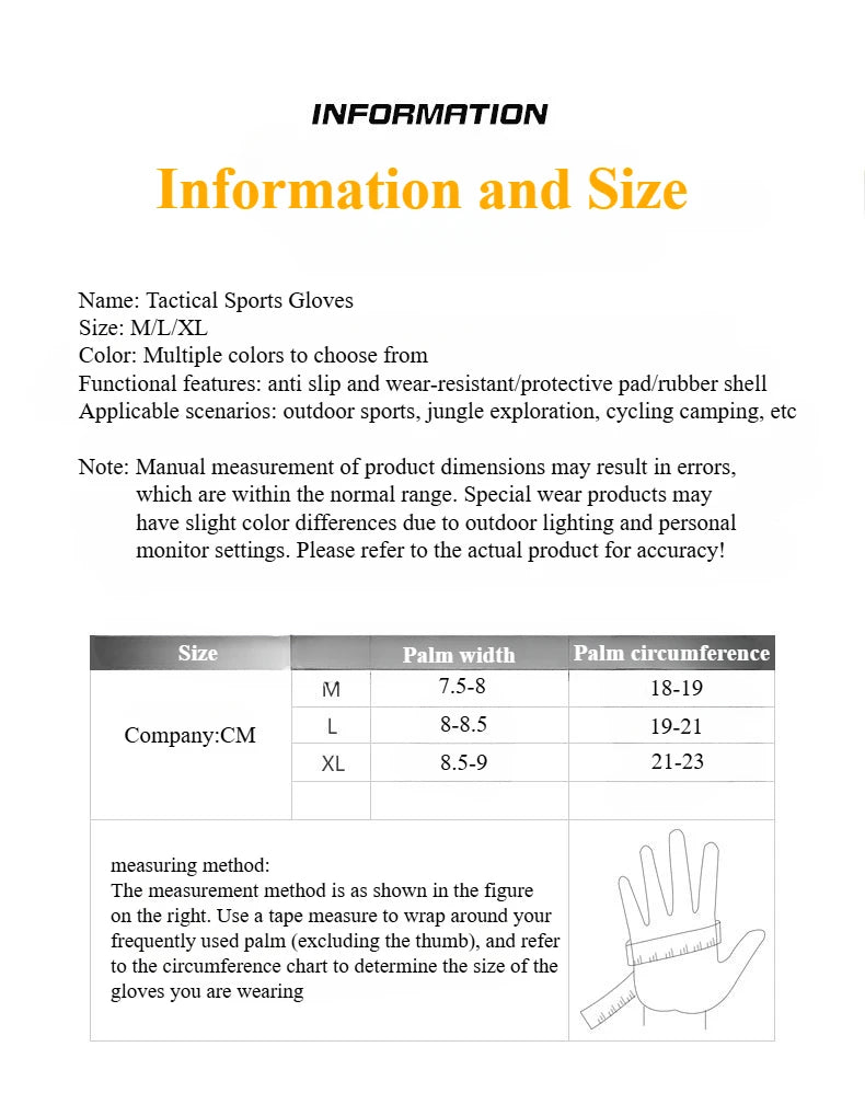 Tactical Gloves for Men's Outdoor Cycling Motorcycle Sports,anti Slip Windproof Wear-resistant Combat Protection Hunting Gloves