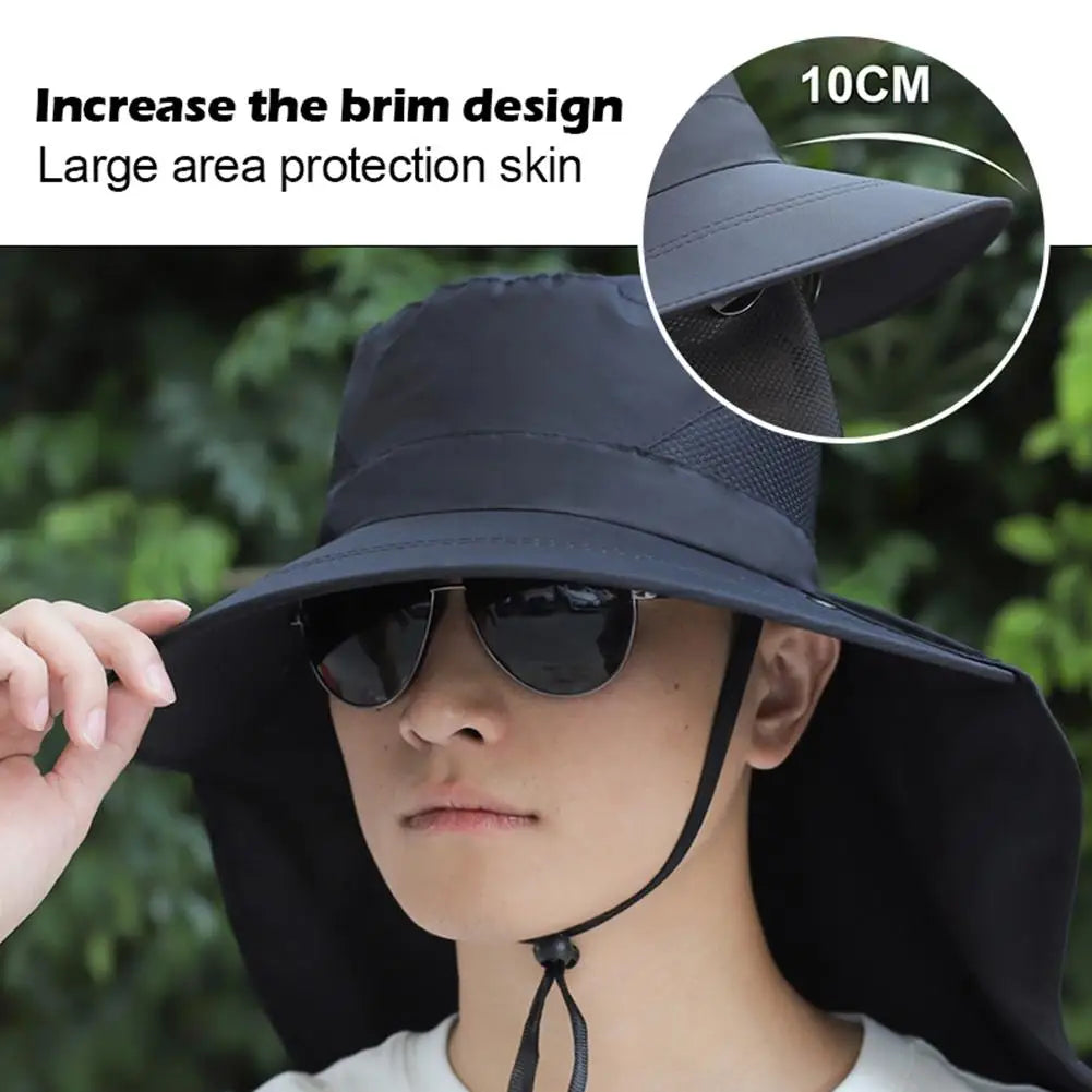 Outdoor Fisherman Hat Wide Brim Bucket Hat With Neck Hiking Cover Adjustable Outdoor Fishing Camping Travel Anti Uv Hat Cap