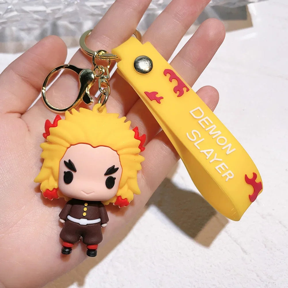 Anime Demon Slayer Pendant Keychain Cute Kamado Tanjirou Rengoku Kyoujurou Keychain Cosplay Keyring Souvenir Gift