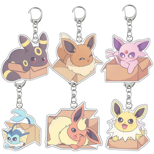 Pokemon Keychain Espeon Umbreon Glaceon Eevee Sylveon Jolteon Vaporeon Leafeon Anime Cartoon Cute Key Chain Pendant Gift