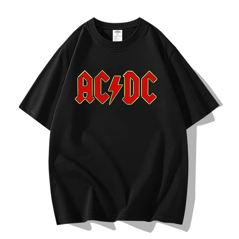 American Street Punk Rock Band ACDC Hip Hop Short Sleeve T-shirt Clothing Clothing Casual Men's and Women's 100% Cotton T-shirt