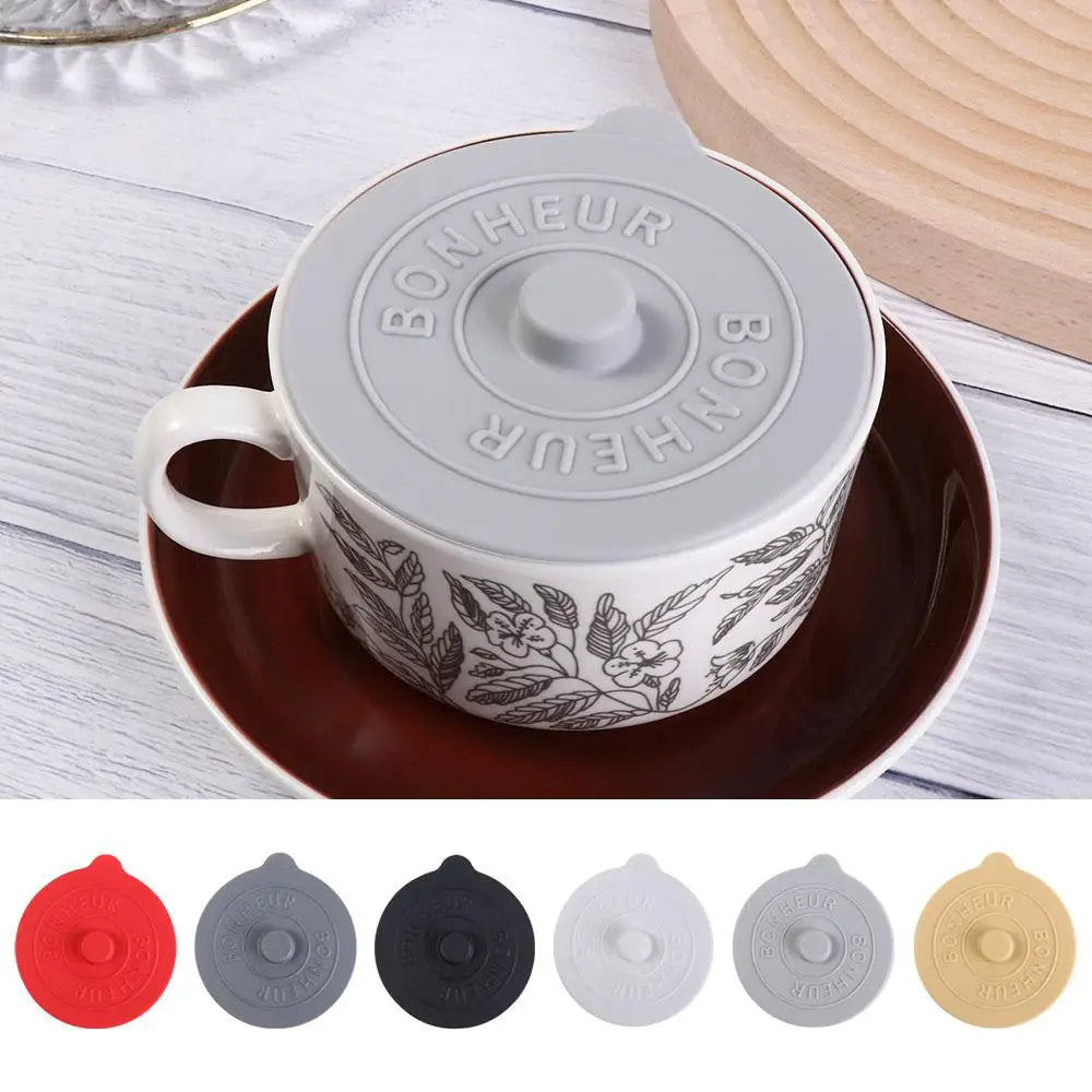 Mugs Lid With Convex Handle Silicone Glass Cup Cover Dustproof Heat-Resistant Cup Lid Universal Round Mug Sealed Cap Pantry
