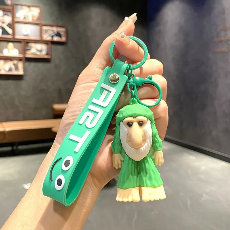 1Pcs Cartoon Figurine Abstract PVC Keychain Bag Pendant Model Keyring Desktop Car Hanging Pendant Keyring Accessories Cute Gifts