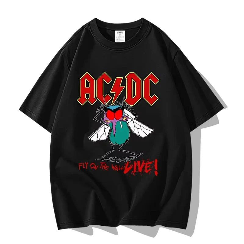 American Street Punk Rock Band ACDC Hip Hop Short Sleeve T-shirt Clothing Clothing Casual Men's and Women's 100% Cotton T-shirt