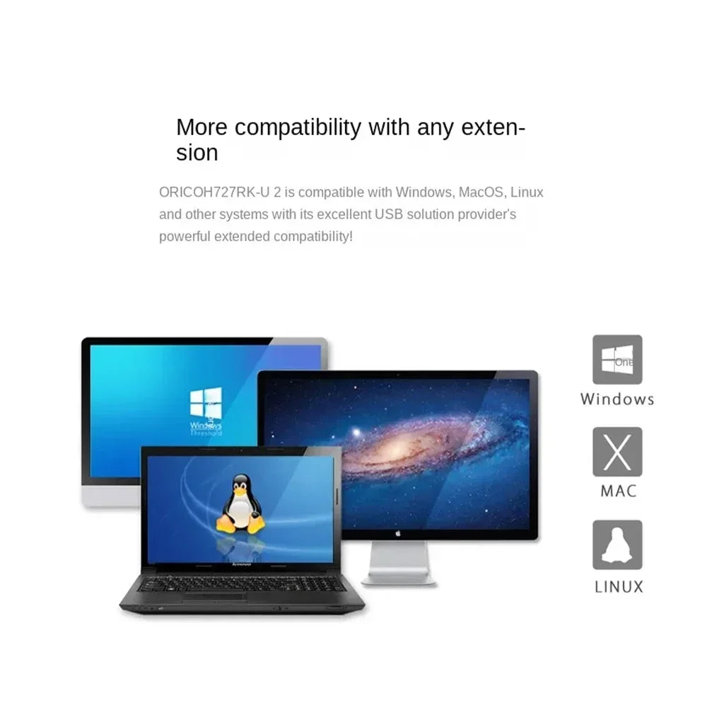 ORICO USB HUB Splitter 7-port USB 2.0 HUB Hub OTG Adaptador with External Power Supply Suitable for Desktop PC Laptop Computers