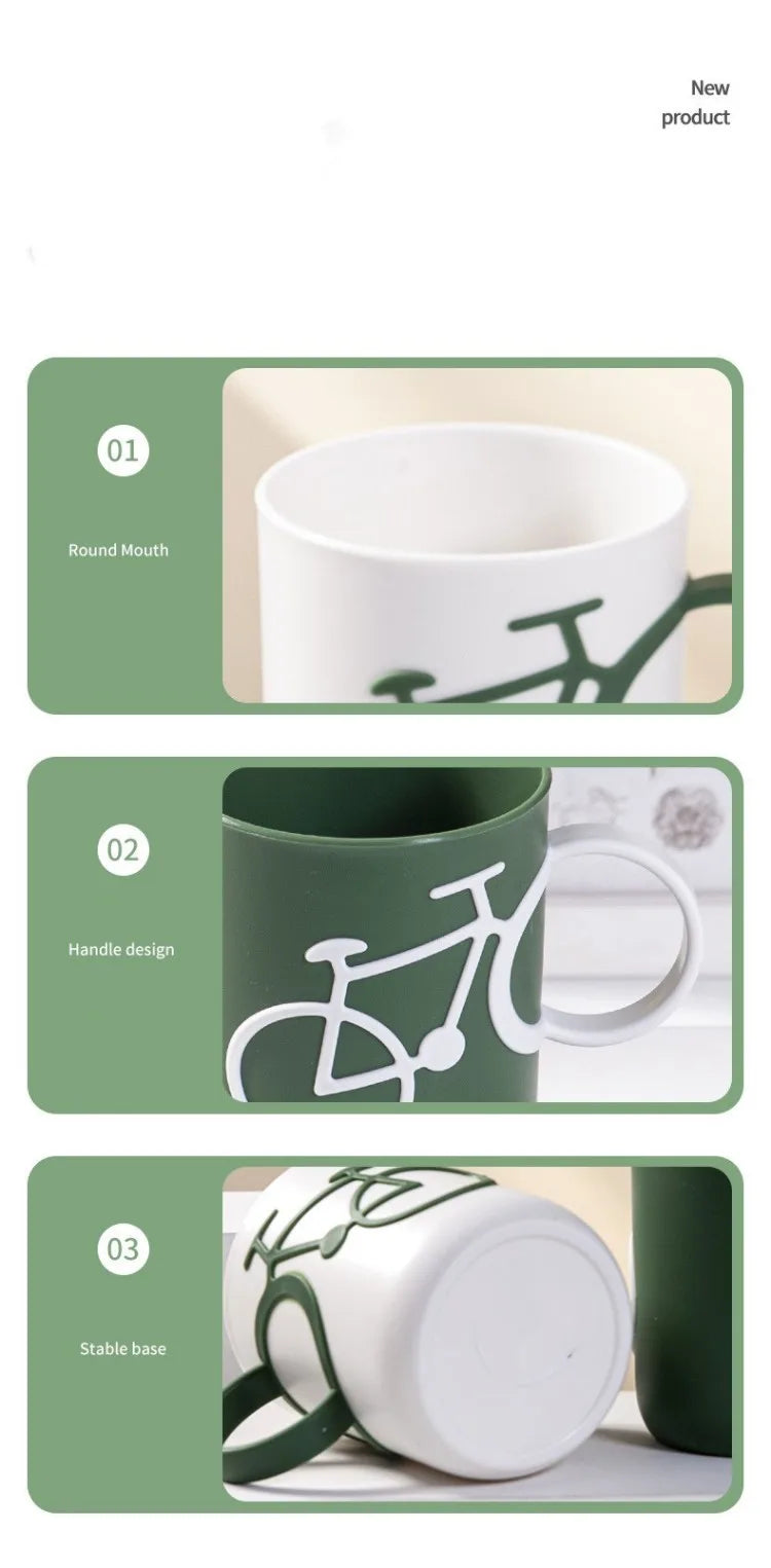 Bicycle Handle Couple Toothbrush Cup PP Mug For Juice Water Milk Student Dormitory Cups 400ml Christmas Gifts