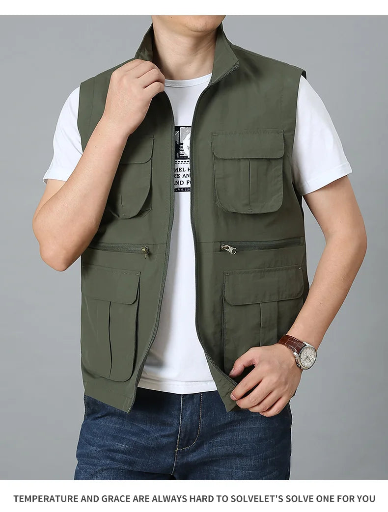Tactical Vest For Men Golf Hunting Large Size Men's Camping Sleeveless Jacket Multi-pocket Work Padded Luxury MAN Clothing Denim
