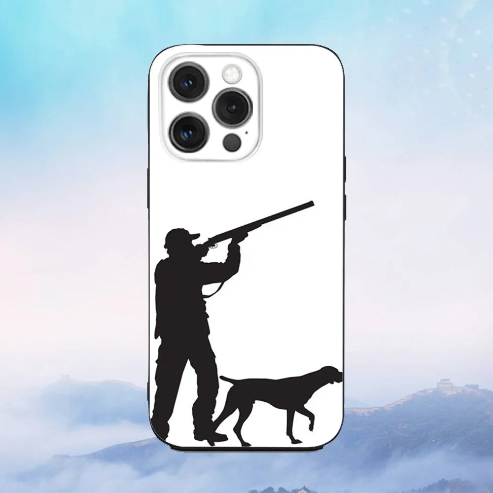 Hunter Dog Hunting Phone Case For iPhone 16e,16,15,14,13,12,11,Pro,X,XS,Max,XR,Plus,Mini Soft Black Cover